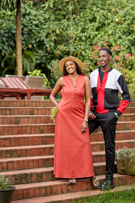 Cotton Maxi Dress - Rust