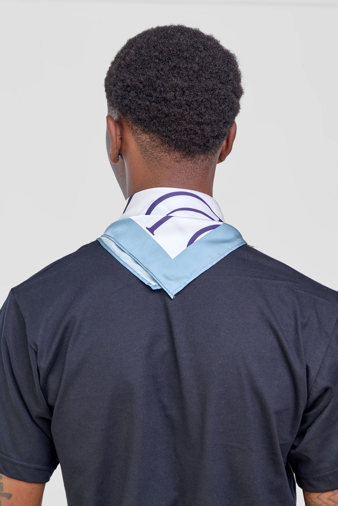 HOD Signature Satin Scarf - Blue/White HOD Monogram Print