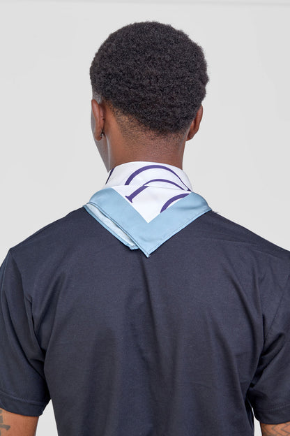 HOD Signature Satin Scarf - Blue/White HOD Monogram Print