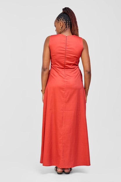 Cotton Maxi Dress - Rust