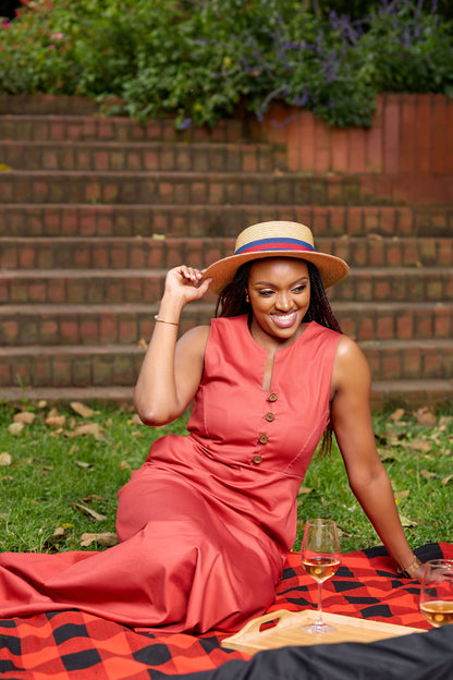 Cotton Maxi Dress - Rust